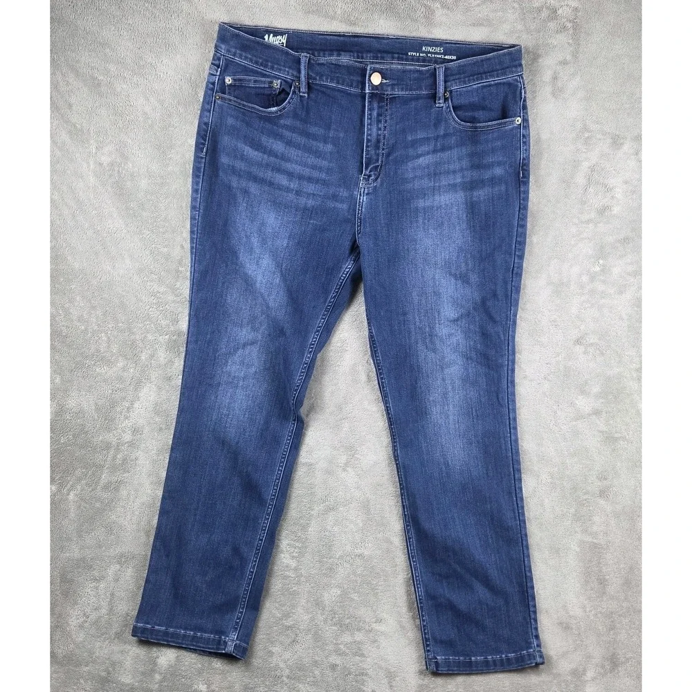 Mugsy Straight Blue Kinzies Med Wash Jeans Mens 40x30(38x30) Stretch Denim
